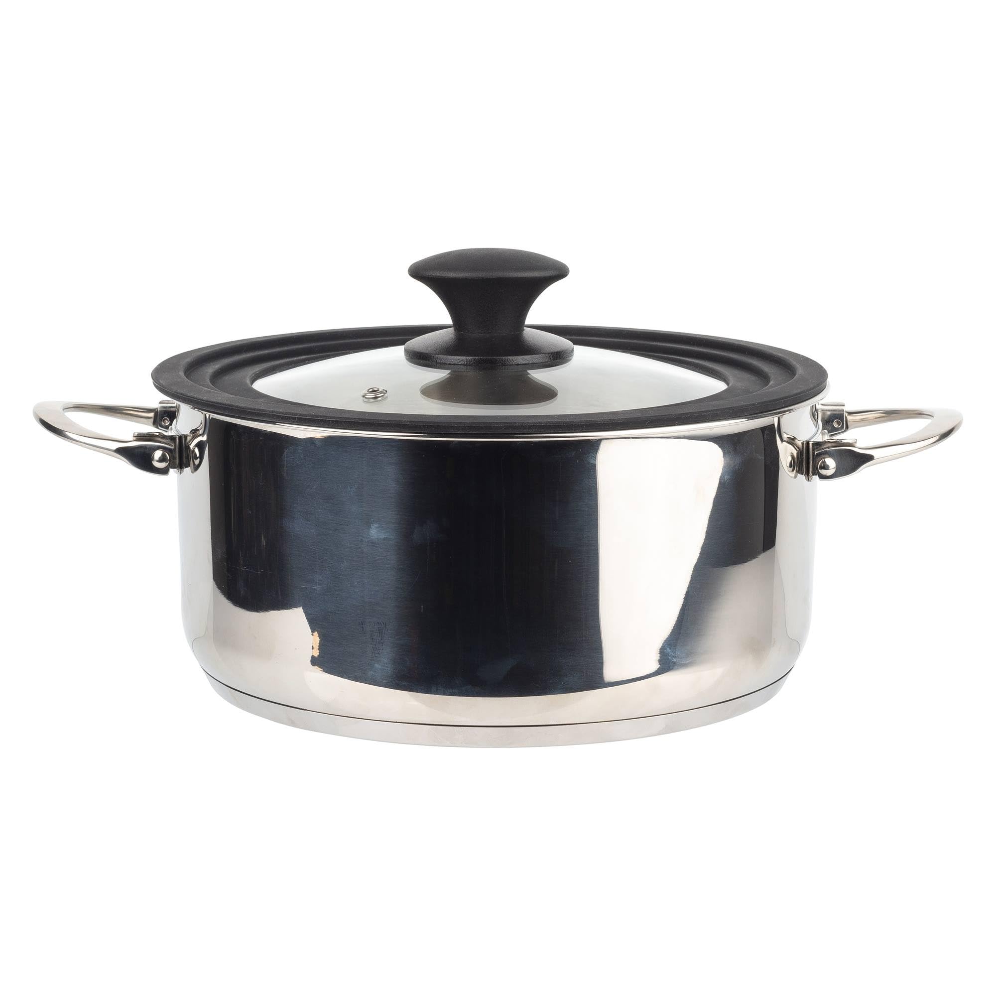 MasterPRO Foodies - Batterie de cuisine - 4 pièces avec des casseroles de 4, 20 et 24 cm et un couvercle en verre - fabriqué en acier inoxydable - compatible avec toutes sortes de cuisines