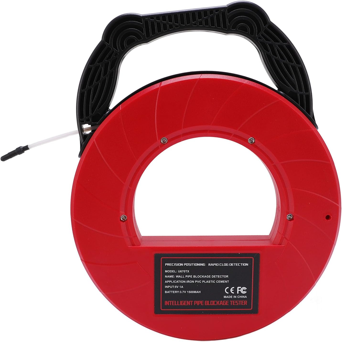 Water Pipe Blockage Detector & Locator, 2m Detection Range, Probes, ABS Housing, for PVCSteelIronCopperMetal Pipes, with Buzzer Alert & Sensitivity Adjustment