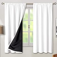 BGment White Blackout Curtains 52x63 Inch - 100% Room Darkening Thermal Insulated Soundproof Rod Pocket Panels for Bedroom Living Room
