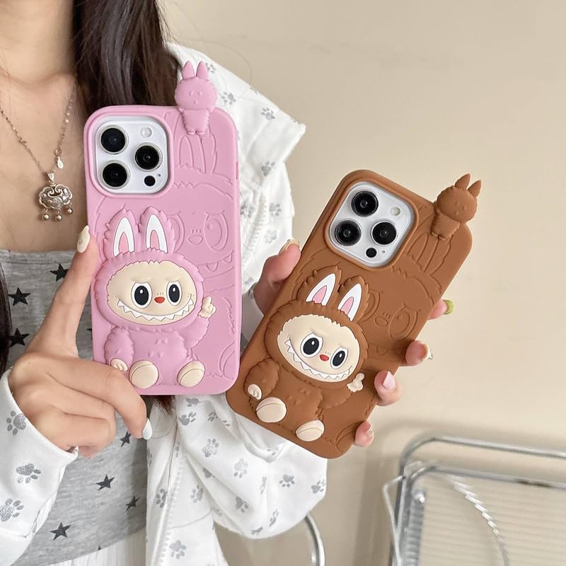 Image of ZR016 for iPhone 13 Back Case Cover | Cartoon Doll | Slim Fit | Camera Protection | Shockproof TPU Case - Brown