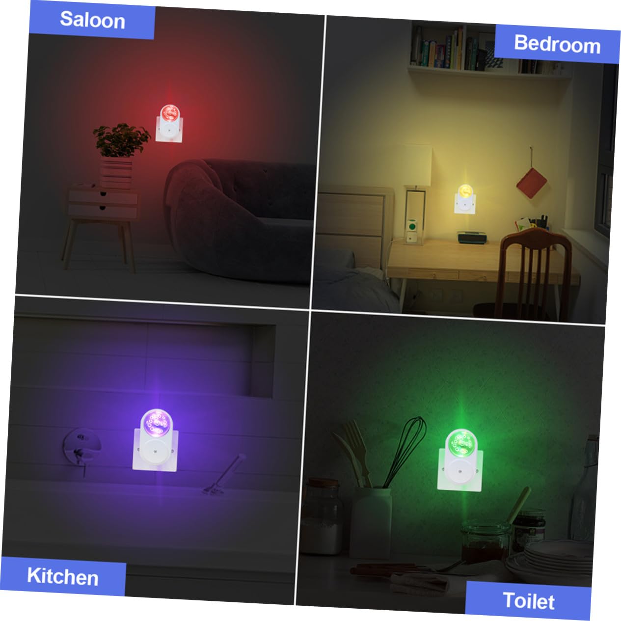 Luz Nocturna Enchufable LED Rgb Sensor Crepuscular, 2 Piezas