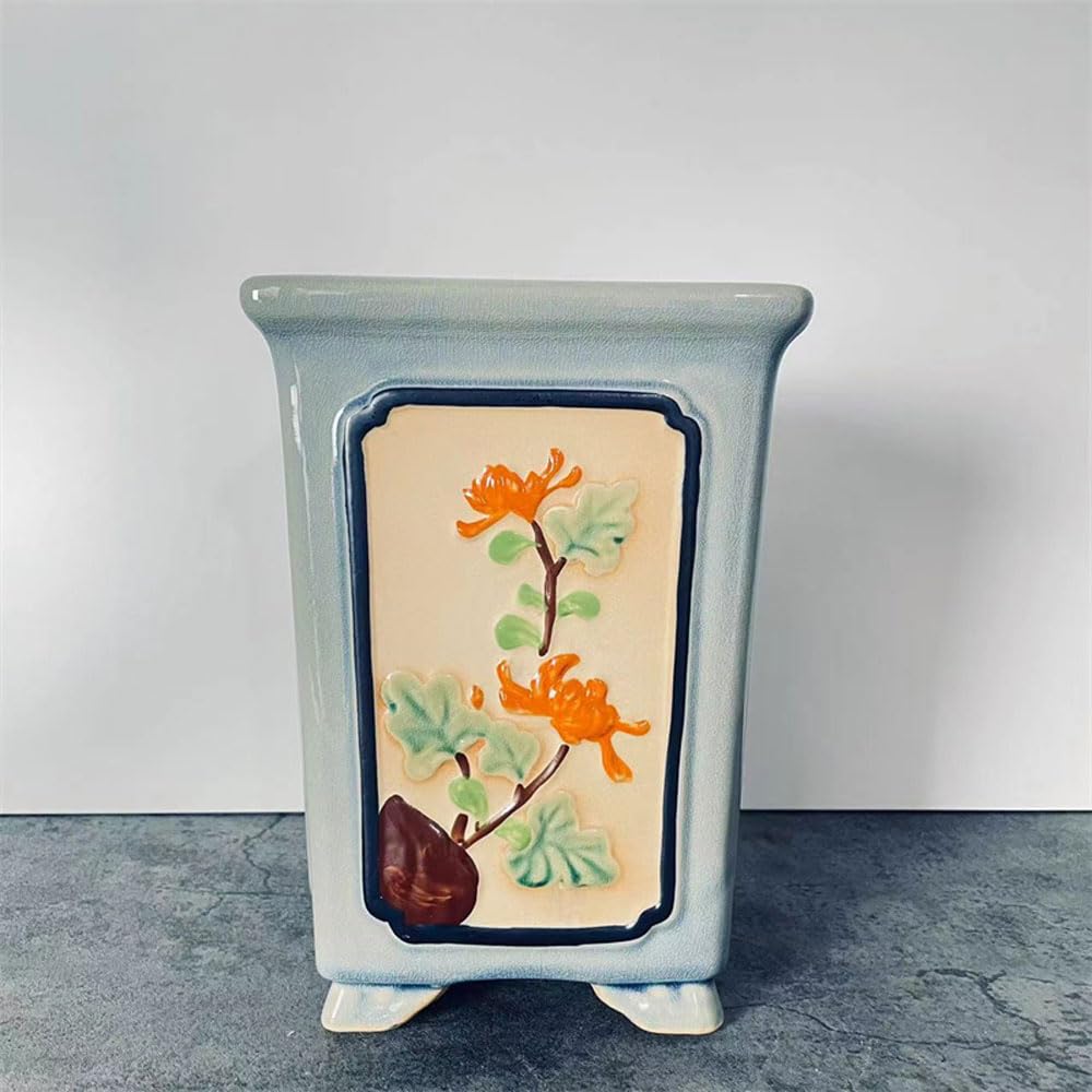 Ceramiczne doniczki na storczyki z otworami, antyczna i postarzana kwadratowa ceramiczna doniczka na storczyki, ceramiczna doniczka na rośliny powietrzne z otworami, spodek na doniczkę na motyle,