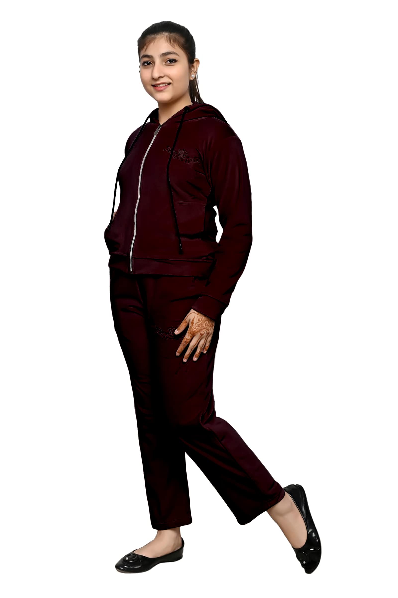 FELLAMO Sweatsuit set women 2pcs sweatshirt and sweatpant-88 Red Medium 2