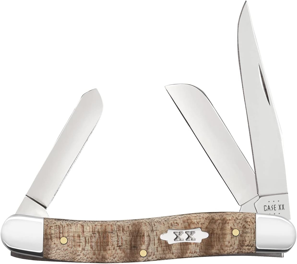 Case XX Pocket Knife NATURAL CURLY MAPLE SMOOTH MEDIUM STOCKMAN W/TIN Item #71232-7318 SS - Length Closed: 3 5/8Inches