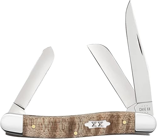 Case xx Knives Stockman 71232 - Cuchillo de bolsillo inoxidable de madera de arce rizado natural