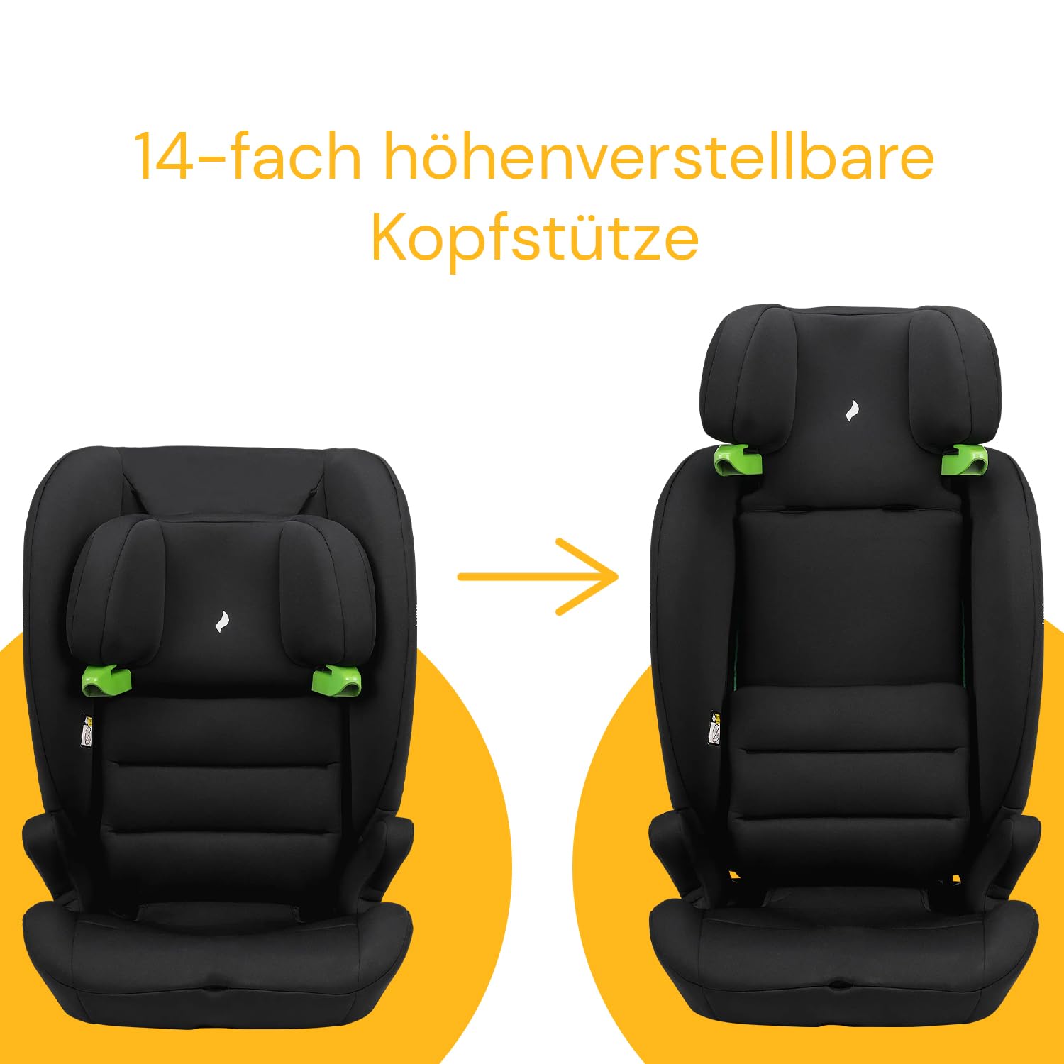 OSANN - Fotelik samochodowy Lupo Isofix i-Size - 76-150 cm - 15 miesięcy do 12 lat - Grupa 2/3 -, 14 wysokości, 5-punktowe pasy bezpieczeństwa, Montaż przodem do kierunku jazdy