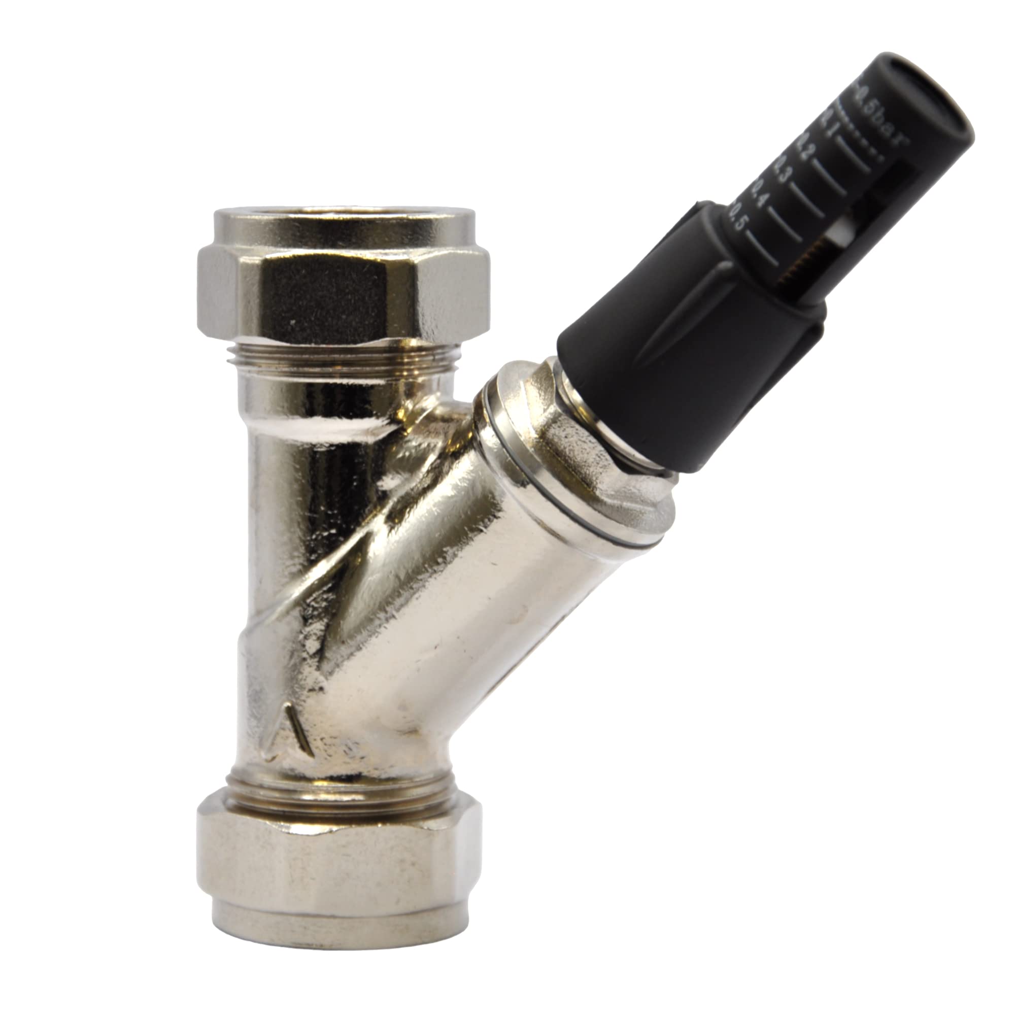 Kudos-Trading - 22mm Automatic Bypass Valve Straight Differential by-Pass Diverter Valve Compression Connections for Central or Underfloor Heating Systems Prevents Pump Overload.