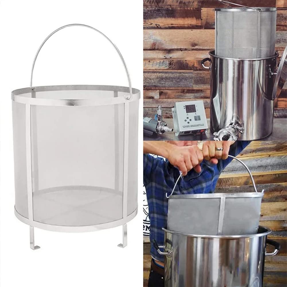 Wine Hop Filter 304 Stainless Steel Brewing Hopper Strainer 300 Micron Mesh Basket Strainer Beer Hops Barrel Tea Kettle Brew Filter for Home Brewing,35x35cm