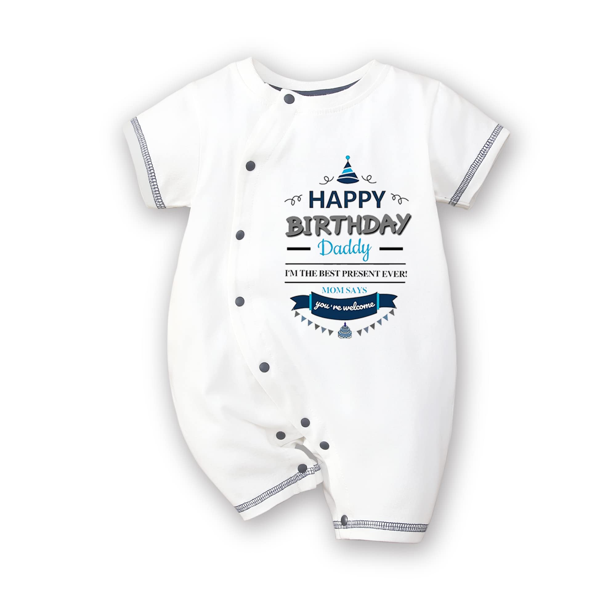 RELABTABYBaby Onesie Funny Sayings Cute Infant Bodysuit Short Sleeve Romper - Happy Birthday Daddy