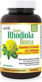 Herba Rhodiola Rosea Supplement 200mg - 90 Vegetable Capsules | Rhodiola Supplement with Min 3% Rosavins and 1% Salidrosides | Help Relieve Symptoms of Stress | Product of Canada