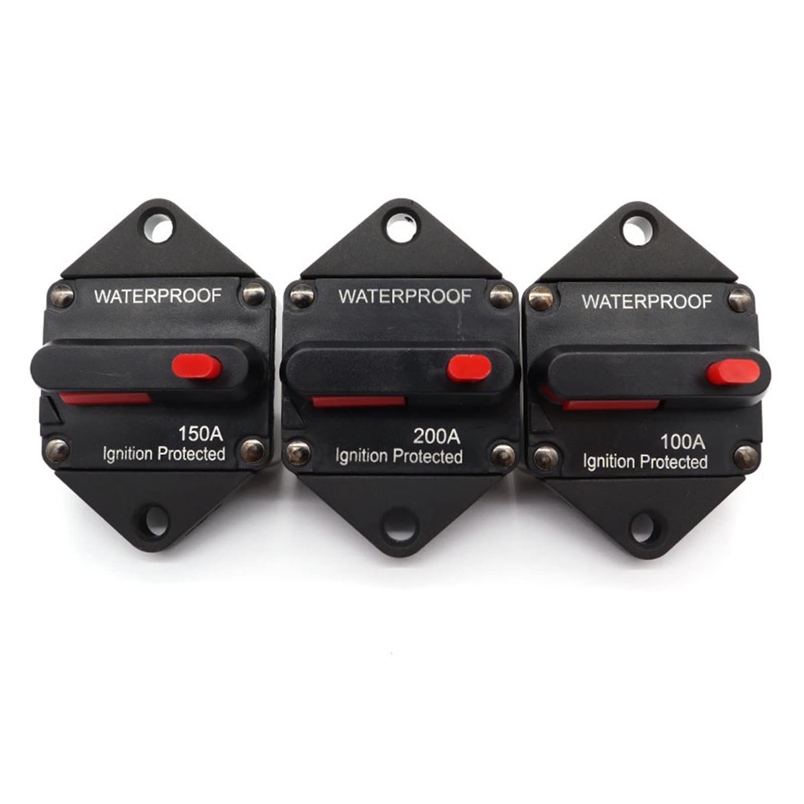 Disjoncteur d'amplificateur Audio de Voiture 20-200 A 12 V 48 V, Porte-fusible, Adaptateur de fusible de Remise à Neuf d'amplificateur stéréo avec Bouton de réinitialisation Manuelle(60A)