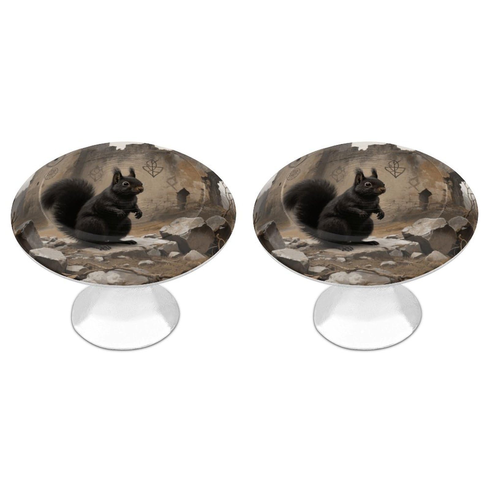 DWVTSLH Squirrel Cabinet Handles 2 Pack Stainless Steel Kitchen Drawer Pulls with Installation Screws Round Dresser Drawer Knobs 1.1 Inch Modern Cabinet Hardware Door Handles