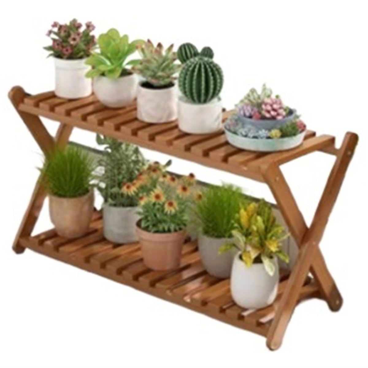 MHbdfsxz Plant Shelf For Multiple Plants Multifunctional Plant Rack Flower Double-layer Balcony Potted Pot Flower Stand For Patio(A)