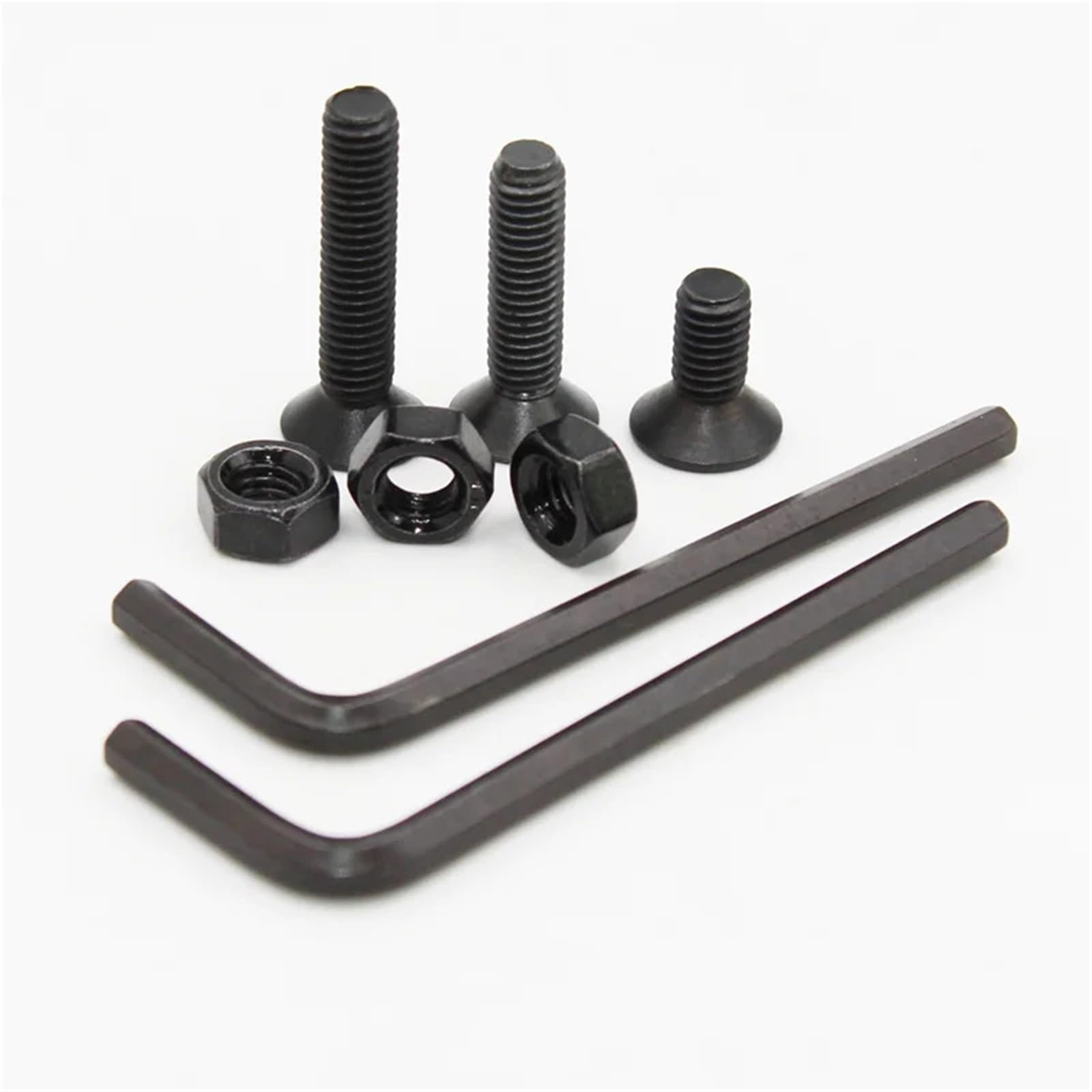 Schrauben Set Senkkopf-Flachkopf-Sechskantschrauben-Muttern-Set M2 M3 M4 M5 M6 Sechskant-Innensechskant-Senkkopf-Inbusschraube der Güteklasse Schwarz(M5 (242pcs))