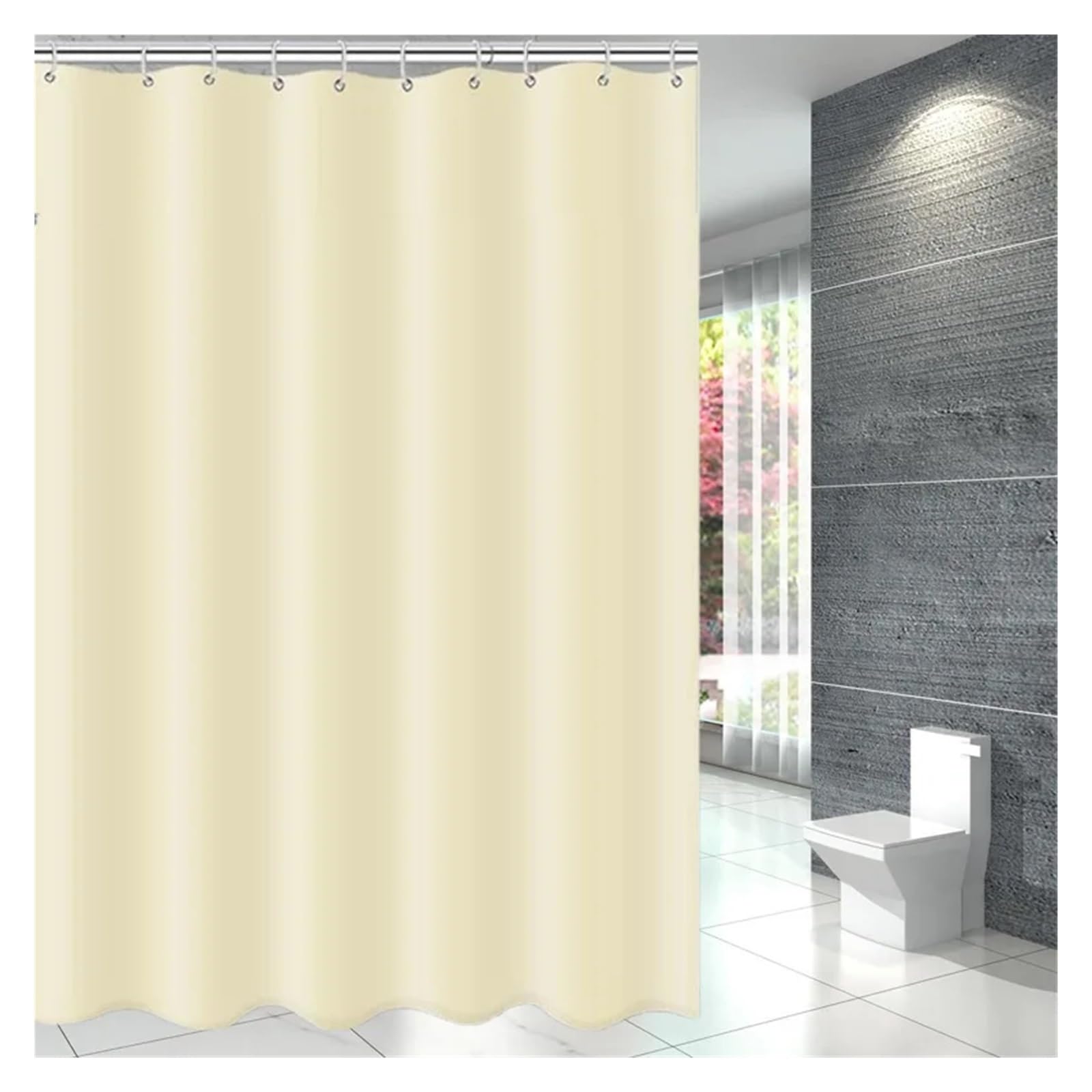 Rideaux de douche anti éclaboussure en tissu lavable pour baignoire
