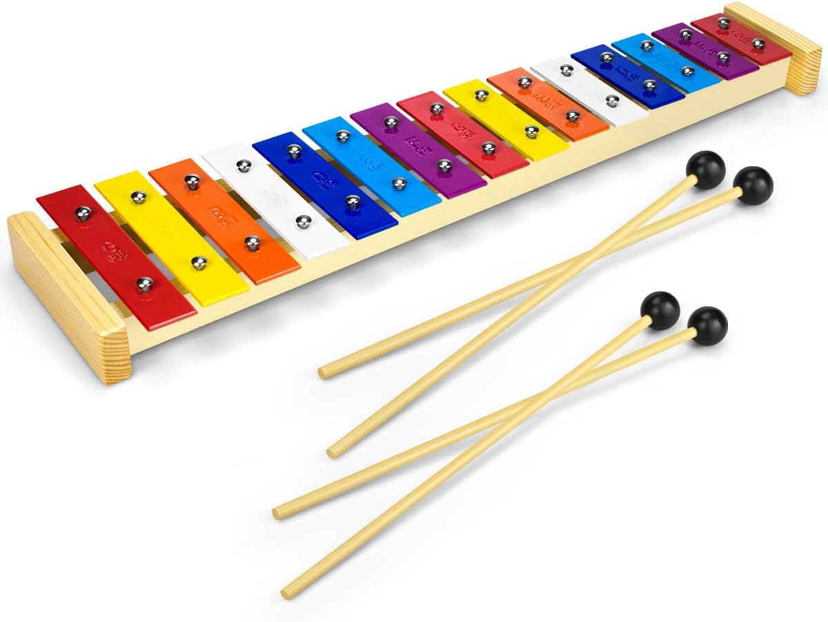CeleMoon 15 Tone Natural Wooden Xylophone for Kids Toddler