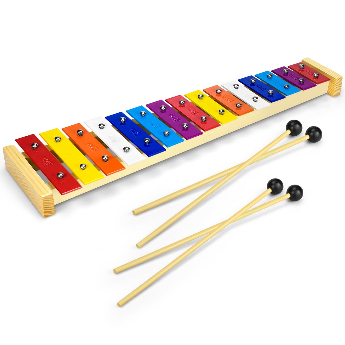 CELEMOON Natural Wooden Toddler Xylophone Glockenspiel for Kids with