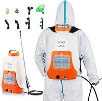 VEVOR 4-Gallon Battery Backpack Sprayer, 90 PSI Adjustable Pressure, 12V 8Ah Battery, 8 Nozzles & 2 Wands for Weeding, Gardening, Cleaning