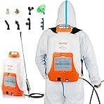 VEVOR Battery Powered Backpack Sprayer, 0-90 PSI Adjustable Pressure, 4 Gallon Tank, Back Pack Sprayer with 8 Nozzles and 2 Wands, 12V 8Ah Battery, Wide Mouth Lid for Weeding, Spraying, Cleaning