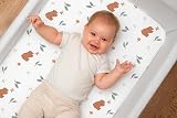 Lovely Hippo 2 lenzuoli con angoli elasticizzati in 100% cotone + 1 coprimaterasso, 100% materiale impermeabile, set da 3 pezzi, compatibili Chicco, Kinderkraft (orso, 60 x 80 cm) - 6