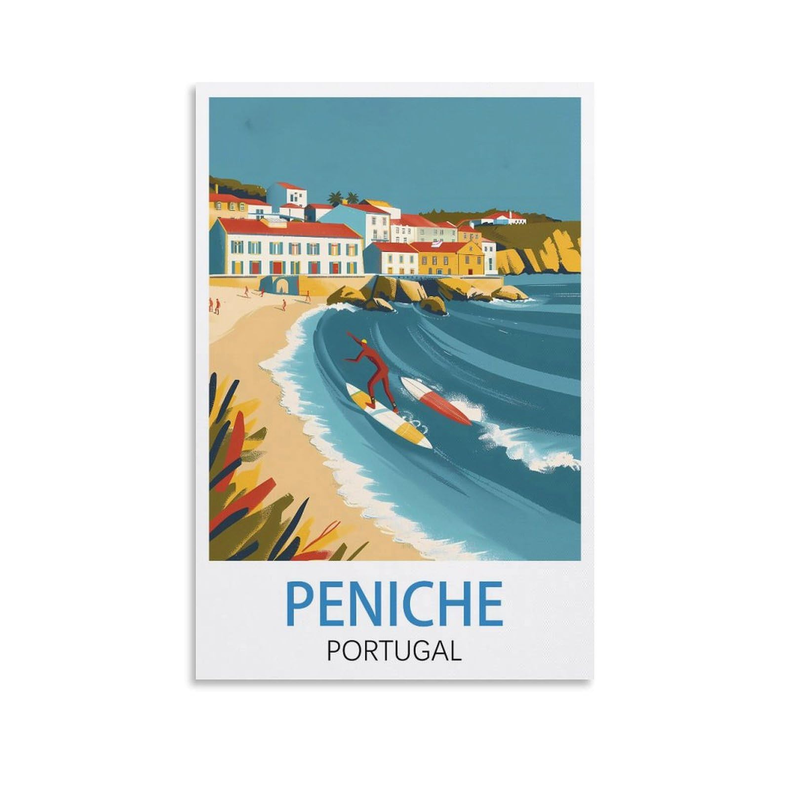 Vintage Metal Tin Sign Travel Tin Signs Metal Poster Wall Decor Office Cafe Bathroom Badroom Peniche Portugal Posters 30x30cm