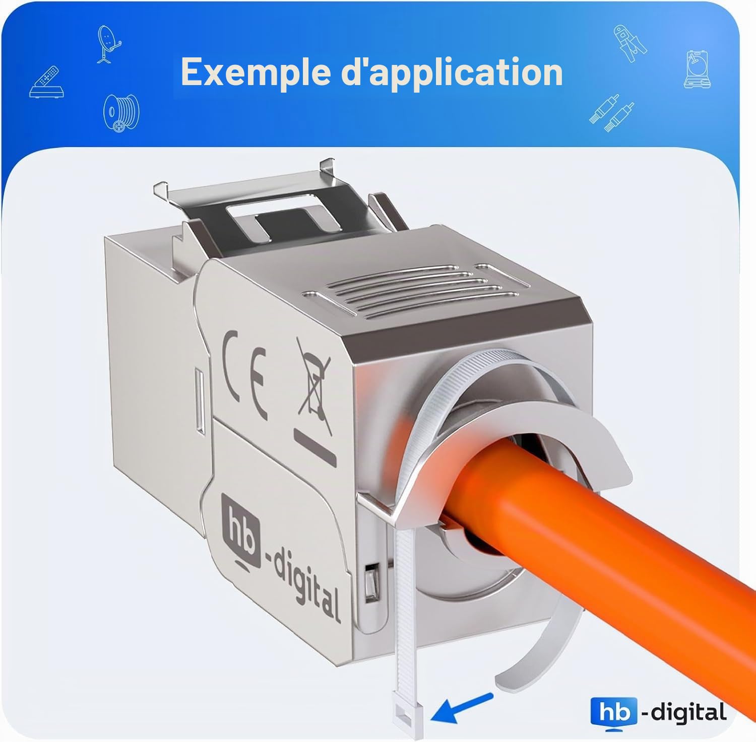 HB-DIGITAL 8x Module Keystone RJ45 CAT 6a Prise Réseau 10 Gbit/s STP Blindé AWG 22-24 Connexion LSA Sans Outil pour Câble Ethernet LAN, Panneau de Brassage et Prise Murale