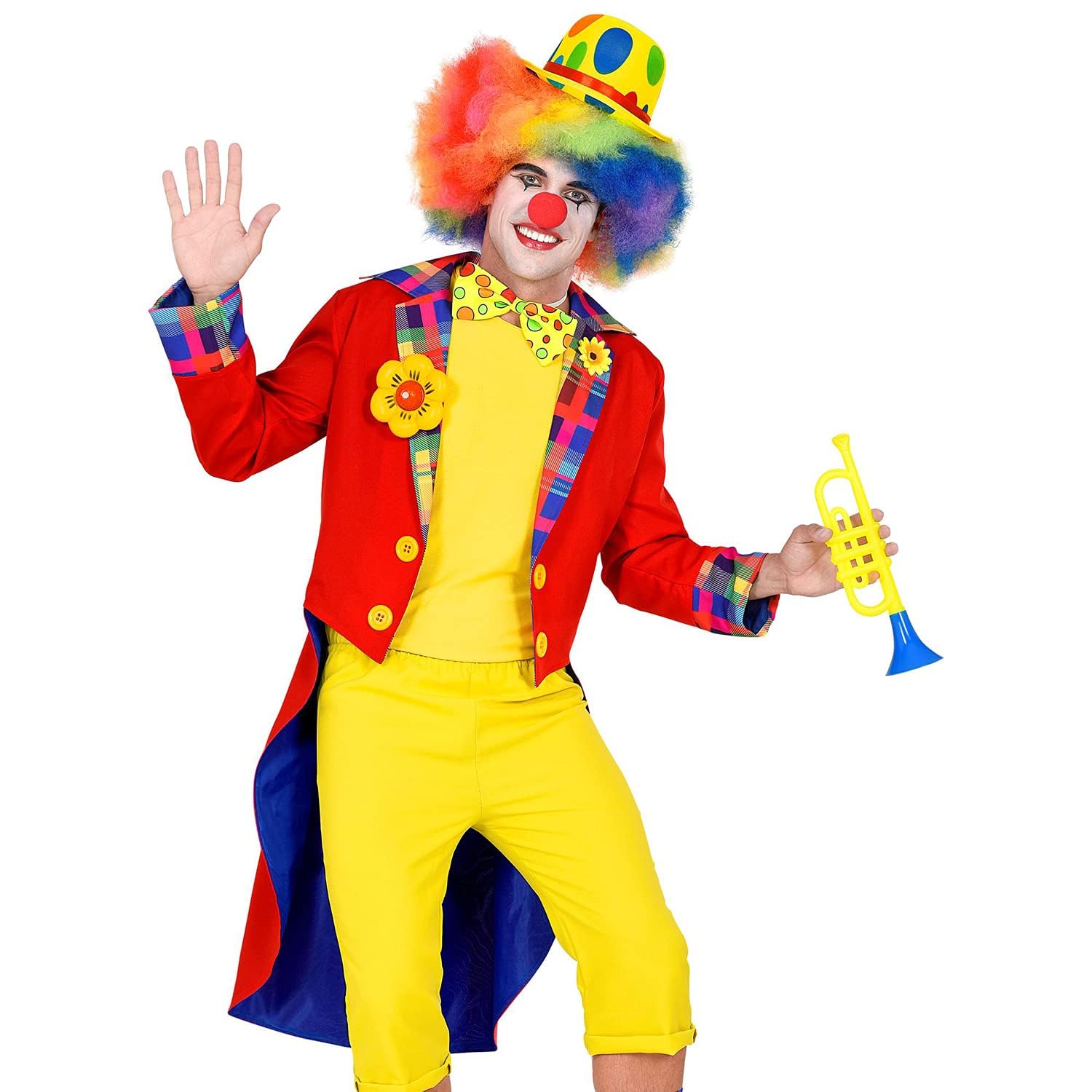 Widmann 48393 Costume Clown Tailcoat for Men, Circus, Carnival, Theme Party, Multicoloured, L