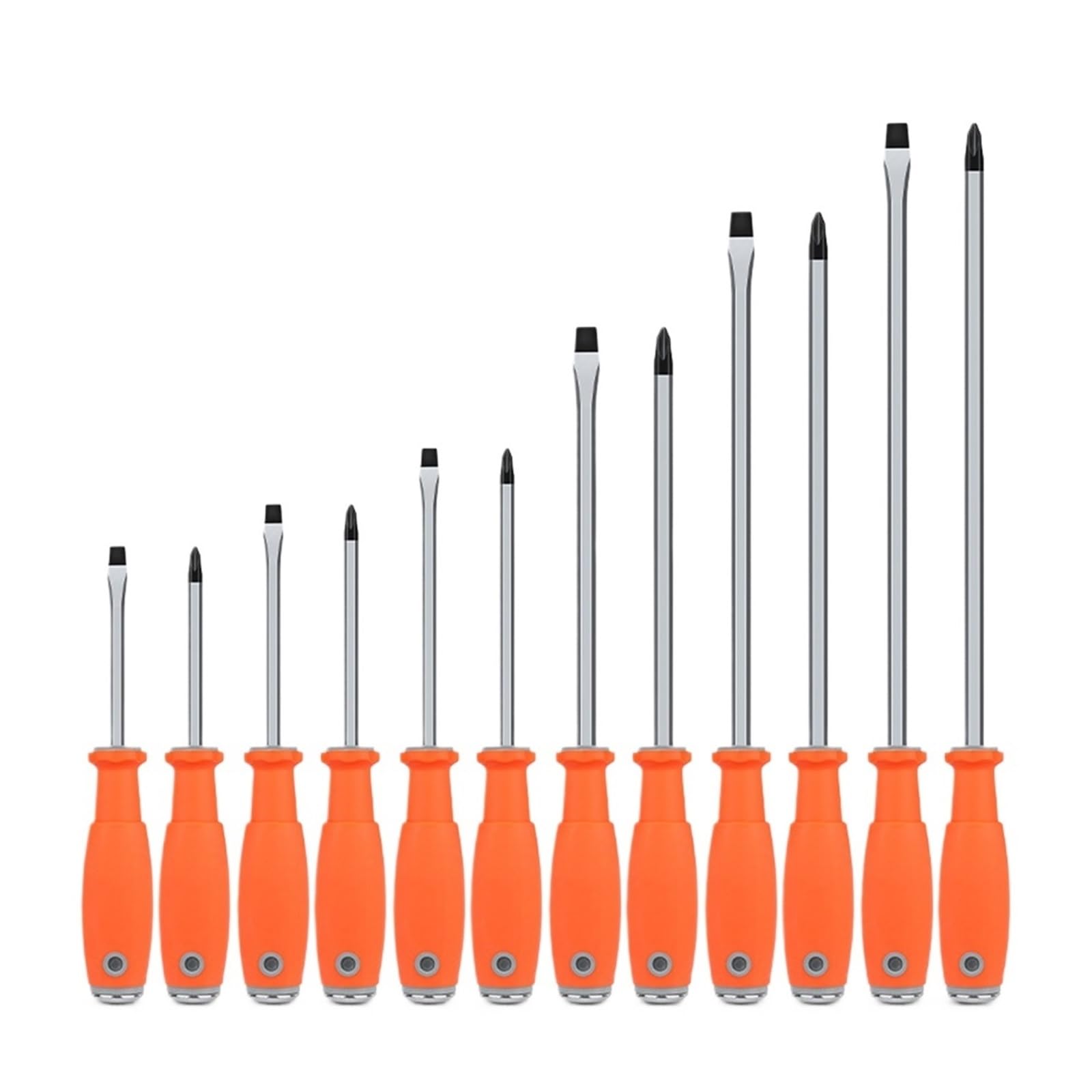 Kit De Destornillador Plano Y Cruzado Con Aislamiento Magnético | Herramienta manual de seguridad for fijación y mantenimiento mecánico.(12pcs orange)