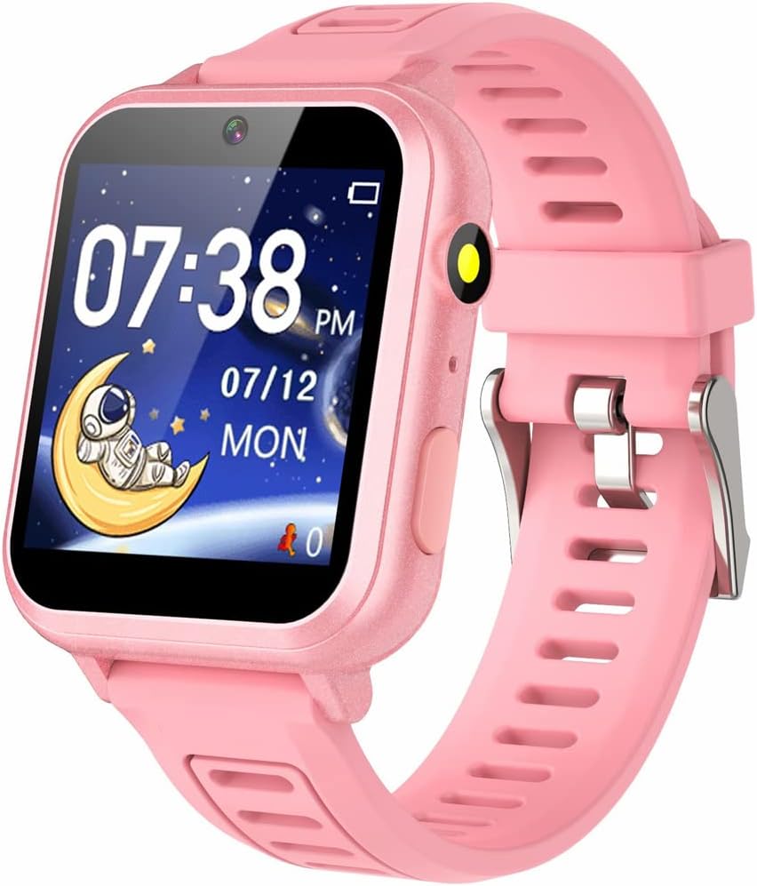 Exrp Kids Smart Watch, Toddler Watch Toys for 3-12 Ages Year Old, Kids Smartwatches with 16 Learning Games Video Camera Pedometer Music Alarm Flashlight, Birthday Gift for Kids Boys Girls(Pink)