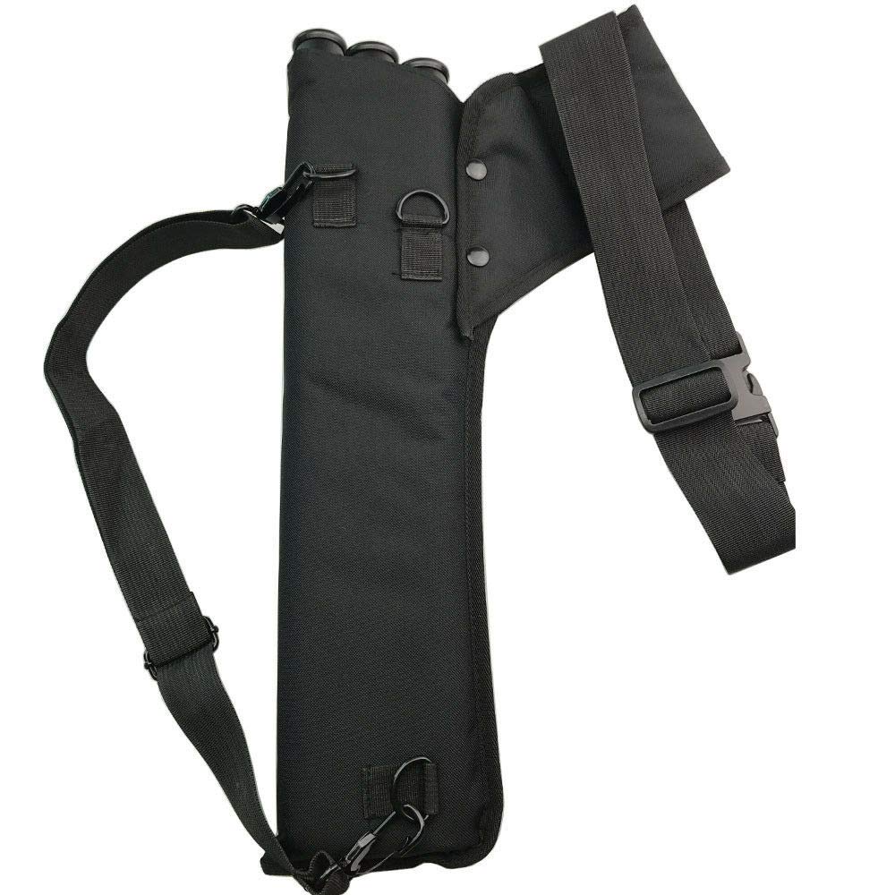 Archery Arrow Quiver Holder 3 Tubes Back Waist Shoulder Bag Pouch Bow Target (Black)
