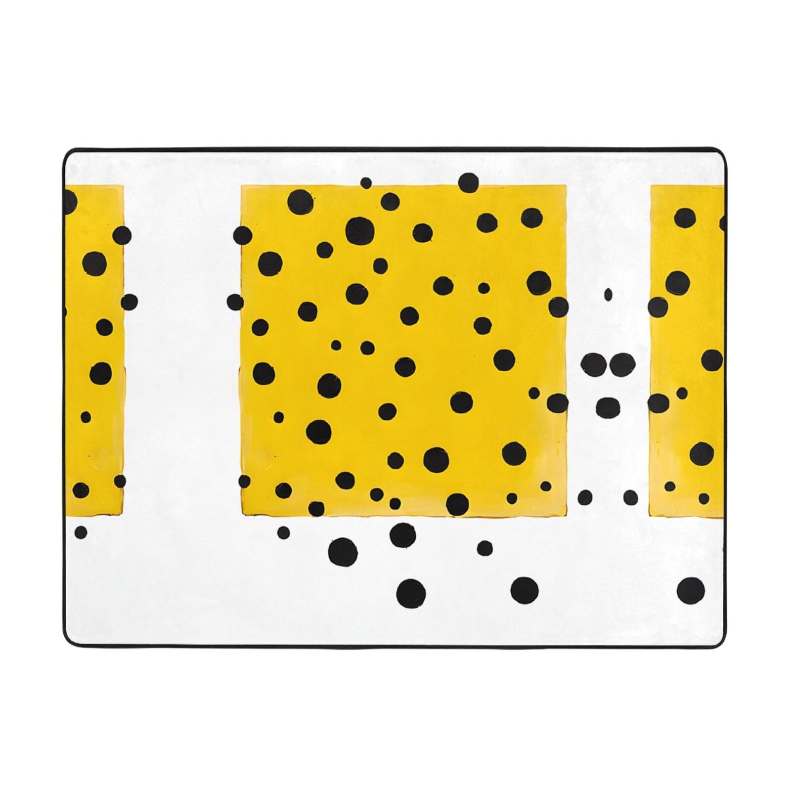 Teppich, Senfgelb und Schwarz, bedruckt, 160 x 121,9 cm, weich, rutschfest und langlebig, Bodenmatte für Wohnzimmer, Büro und mehr