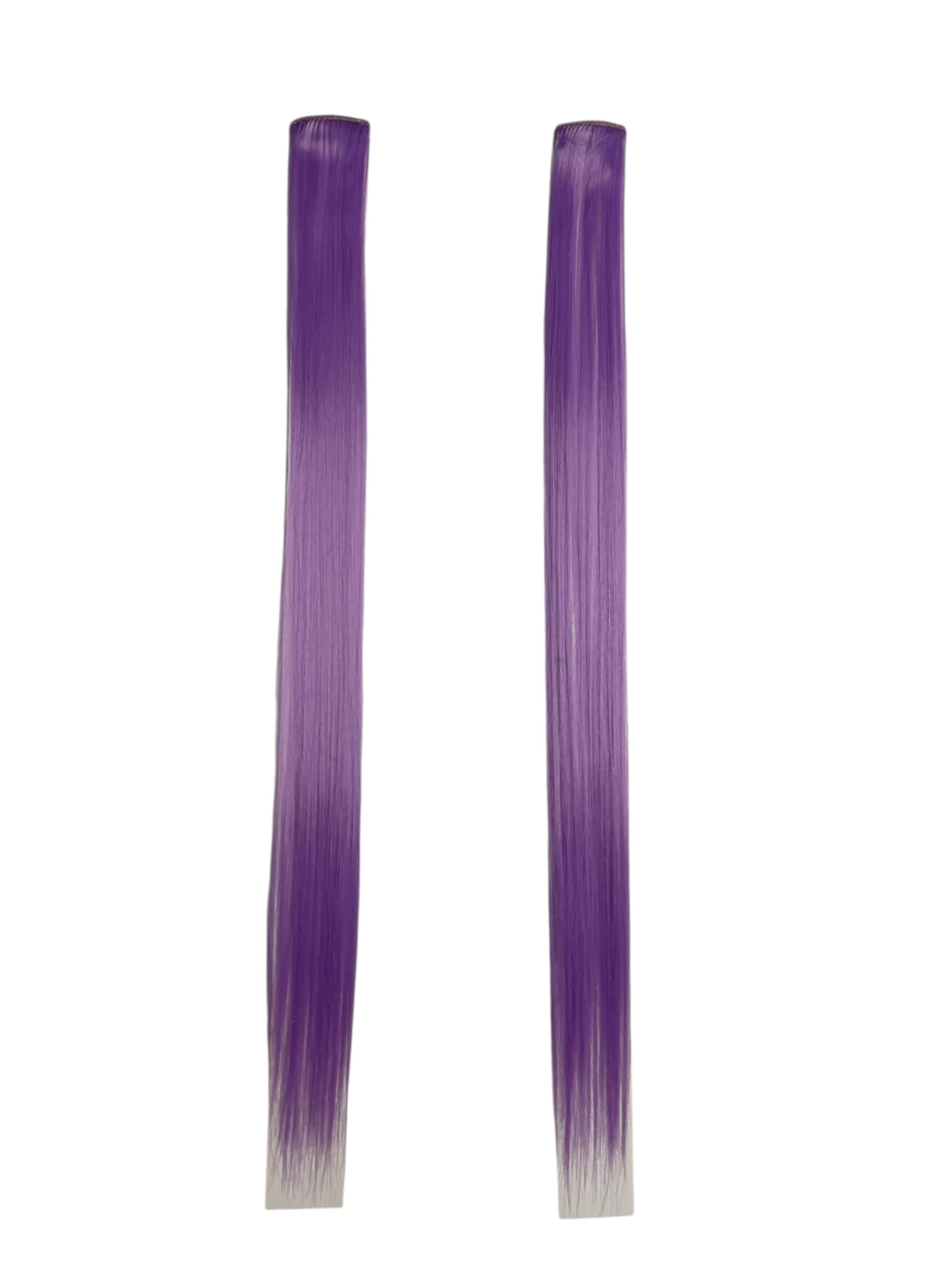 Sidhav Light Purple Clip in Hair Extension Streaks, Synthetic Hair Fits All Skin Tones, Lightweight, 19 inch, Pack of 2-image-19