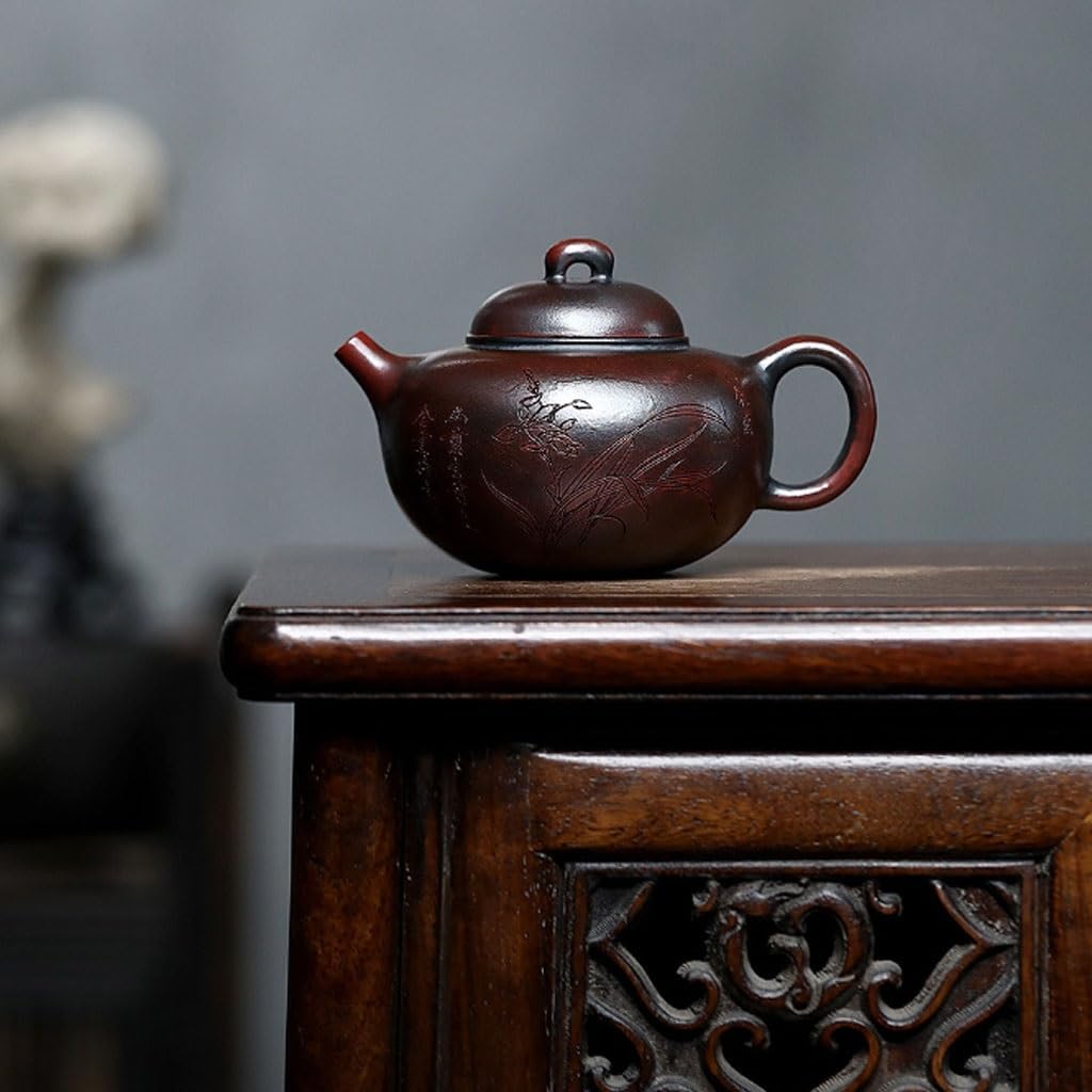 Oryginalny okrągły czajniczek z antycznej czerwonej gliny, do użytku domowego, mały czajniczek