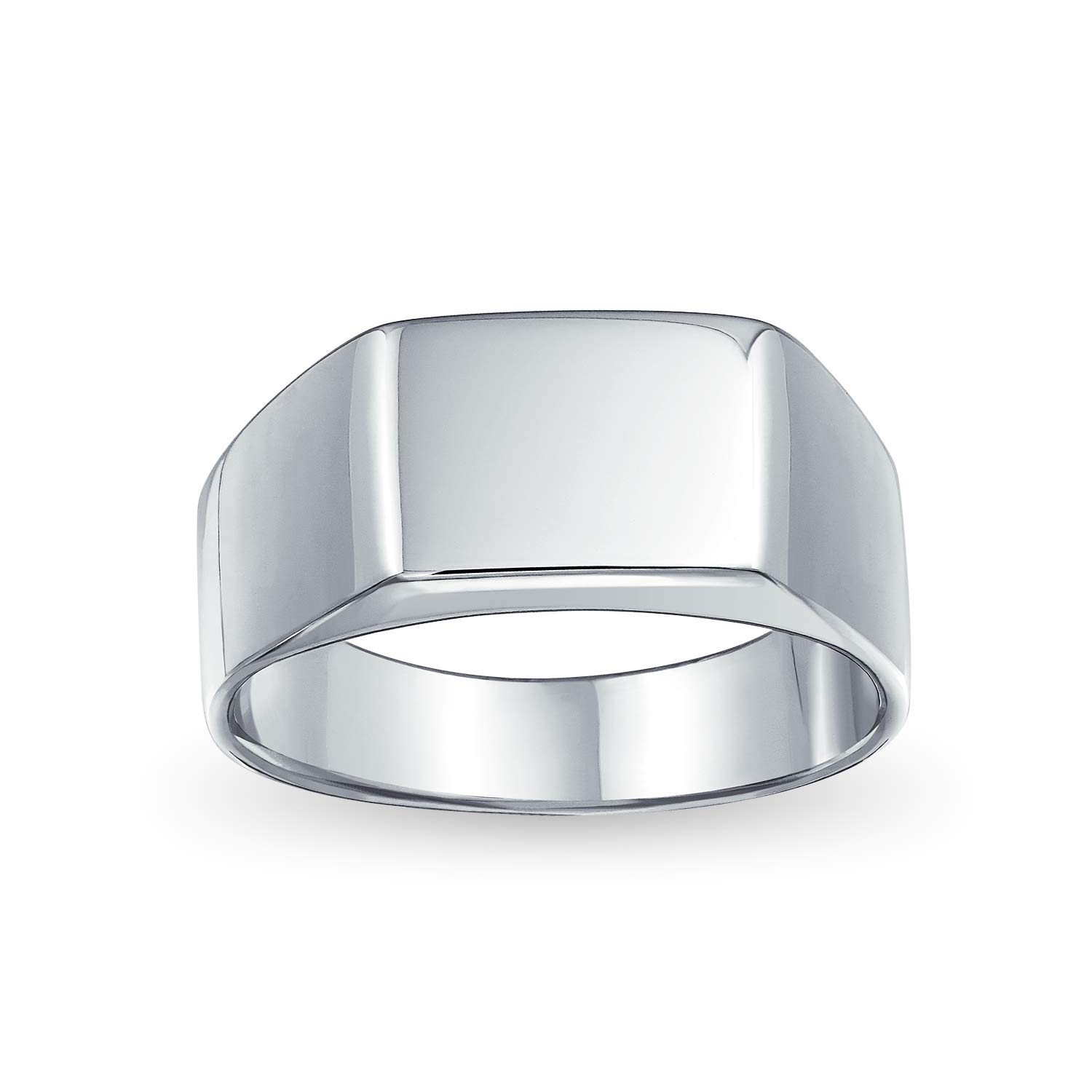 Bling Jewelry Simple Rectangle Initial Monogram Signet Ring For Men .925 Sterling Silver 8