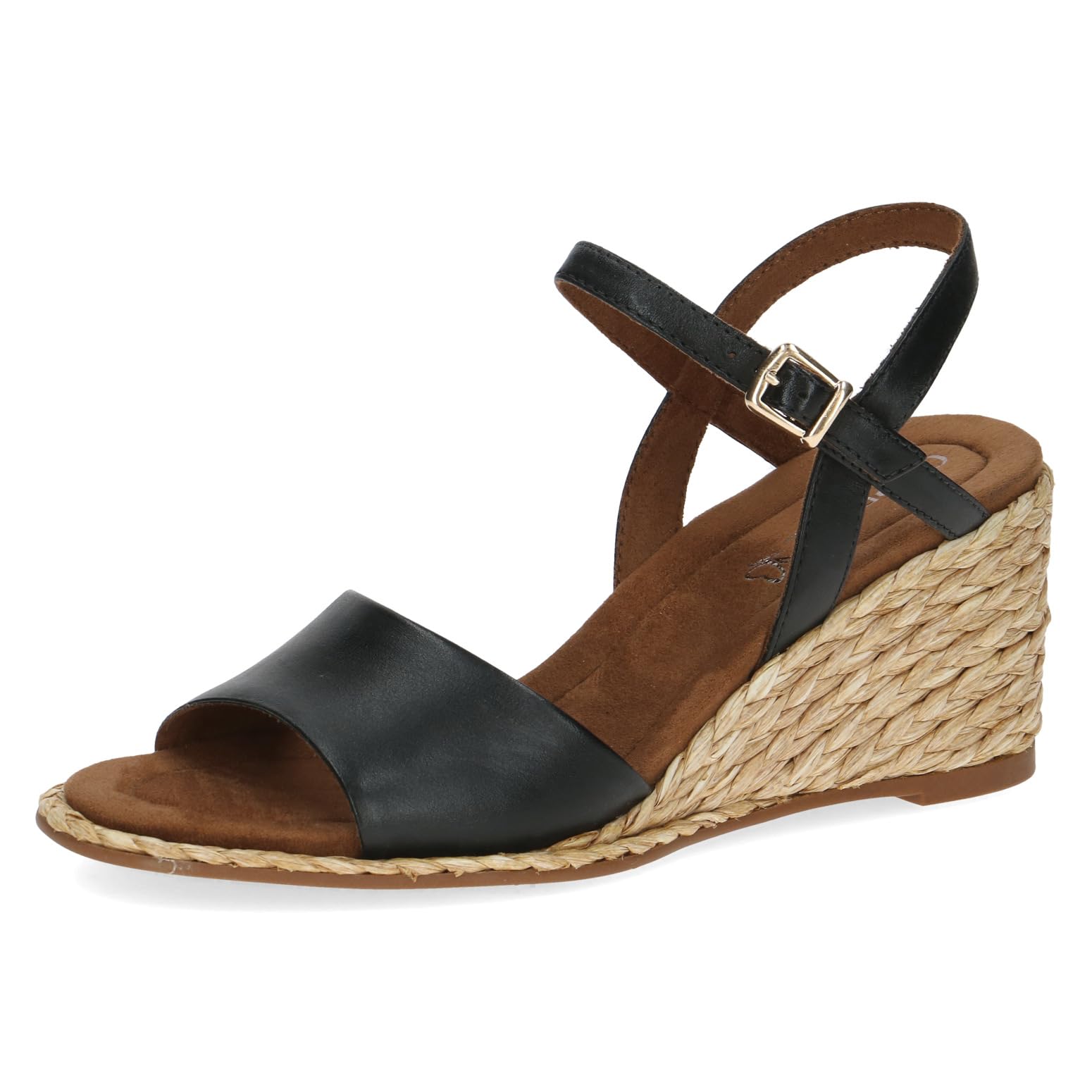 CAPRICE Women Sandals with Heel Leather Straps, Black (Black Nappa), 5 UK