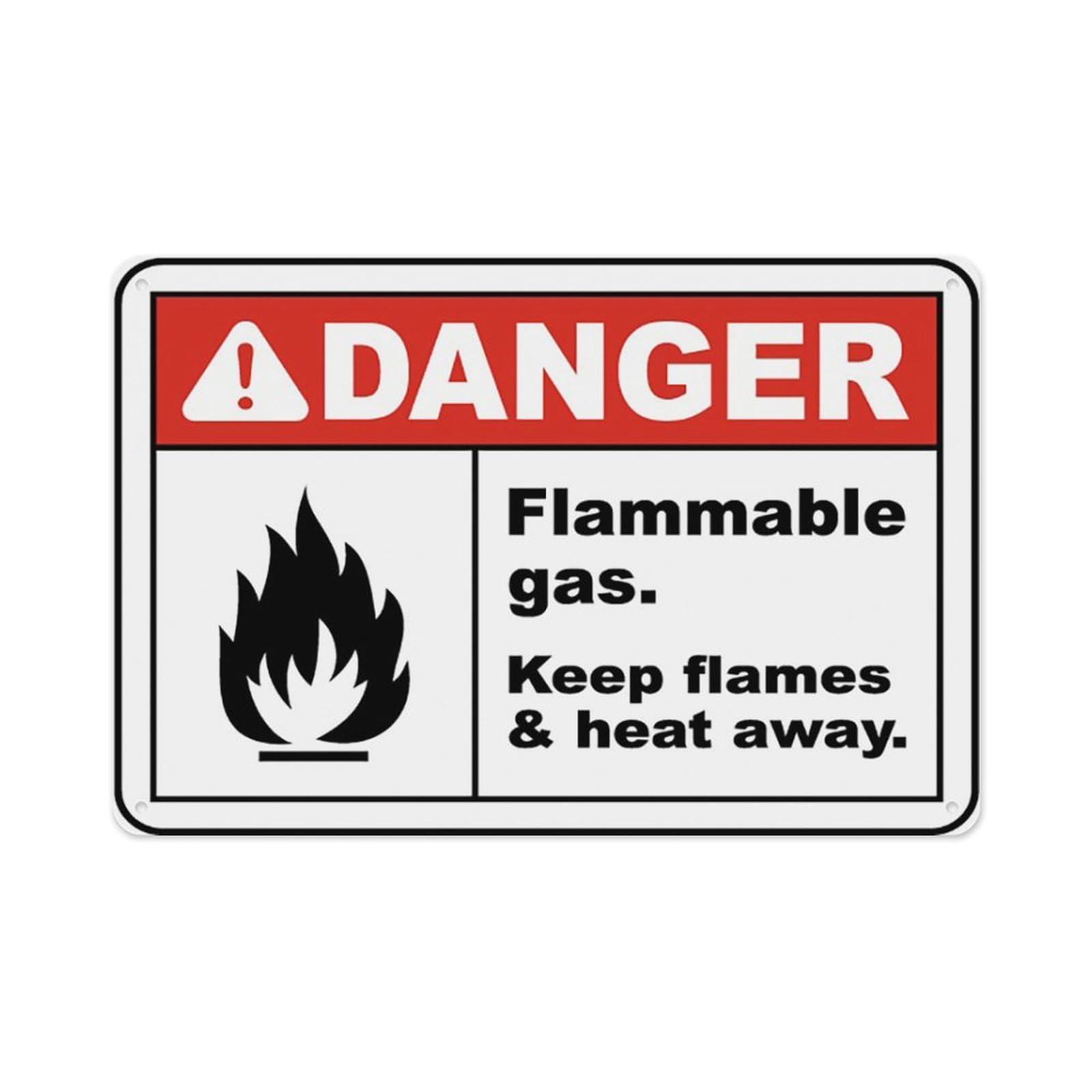 peiyeety Flammable Gas Keep Flames Away Sign Aluminum Tin Warning Signs For Home Outdoor Garden 12X16 Inches