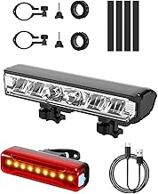 10000 Lumen Bike Lights Front and Back IPX4 6LED Waterproof and Power Display Bike Light Set 7+5 Lighting Modes Easy to Install Rechargeable Bike Lights and Taillight Set