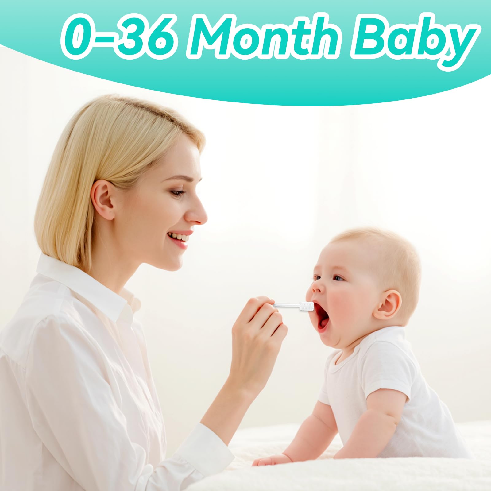 Paquete de 30 limpiadores de lengua de bebé, cuidado bucal suave para recién nacidos, cepillo de dientes desechable para niños de 0 a 24 meses, limpieza de encías (estilo cuadrado)
