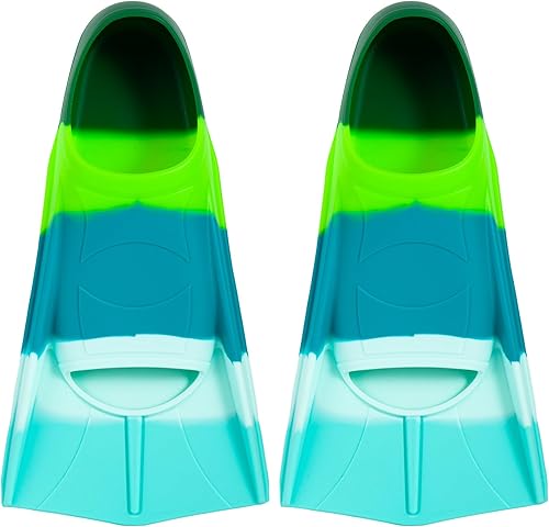 Kids Swim Training Fins, Soft Solicone Swimming Flippers, Comfortable Short Fins for Children Boys Girls and Beginners