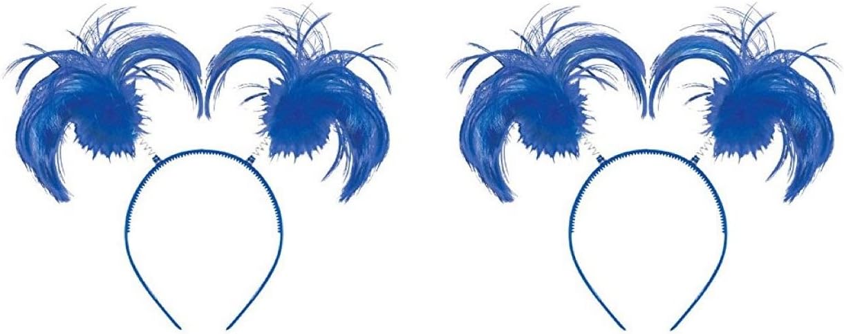 2 Pack of Feathers and Ponytails Headband Costume Party Headwear Accessory, Blue, Plastic, 5" x 8" : Clothing, Shoes & Jewelry