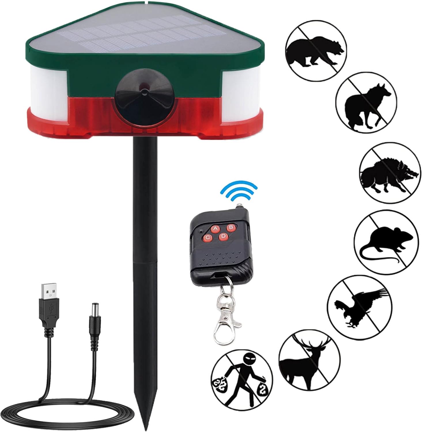 Amazon.co.jp アップグレードされたソーラーアウトドアモーションセンサーアラーム 360°検出、3X 129dBサイレン、4つの