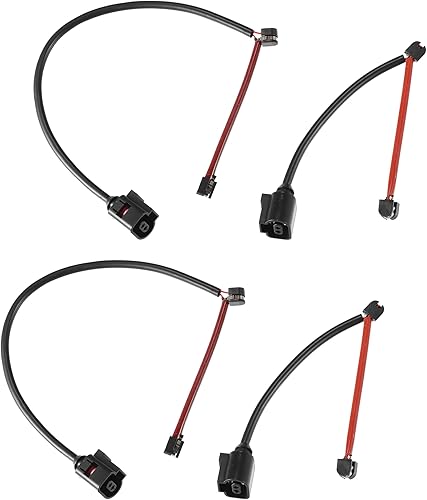 ACROPIX Repuesto de plomo para sensor de desgaste de pastillas de freno delanteras y traseras para VOLKSWAGEN TOUAREG - Paquete de 4 negro y rojo