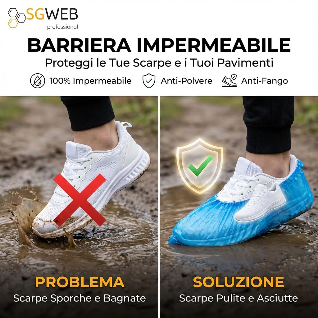 Copriscarpe Monouso 300 Pezzi Impermeabili Antiscivolo PE Taglia Unica Blu
