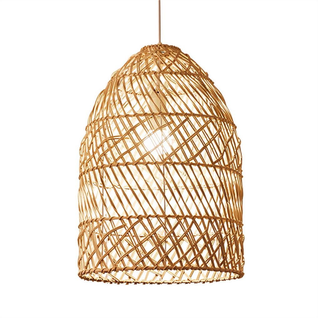 LYMSXAZOU Modern Rustic Rattan Chandelier E26 Base Handwoven Wicker Light Fixture Bamboo Lantern Hanging Ceiling Lamp For Kitchen Living Room Bars Adjustable Hollow Decoration Lighting