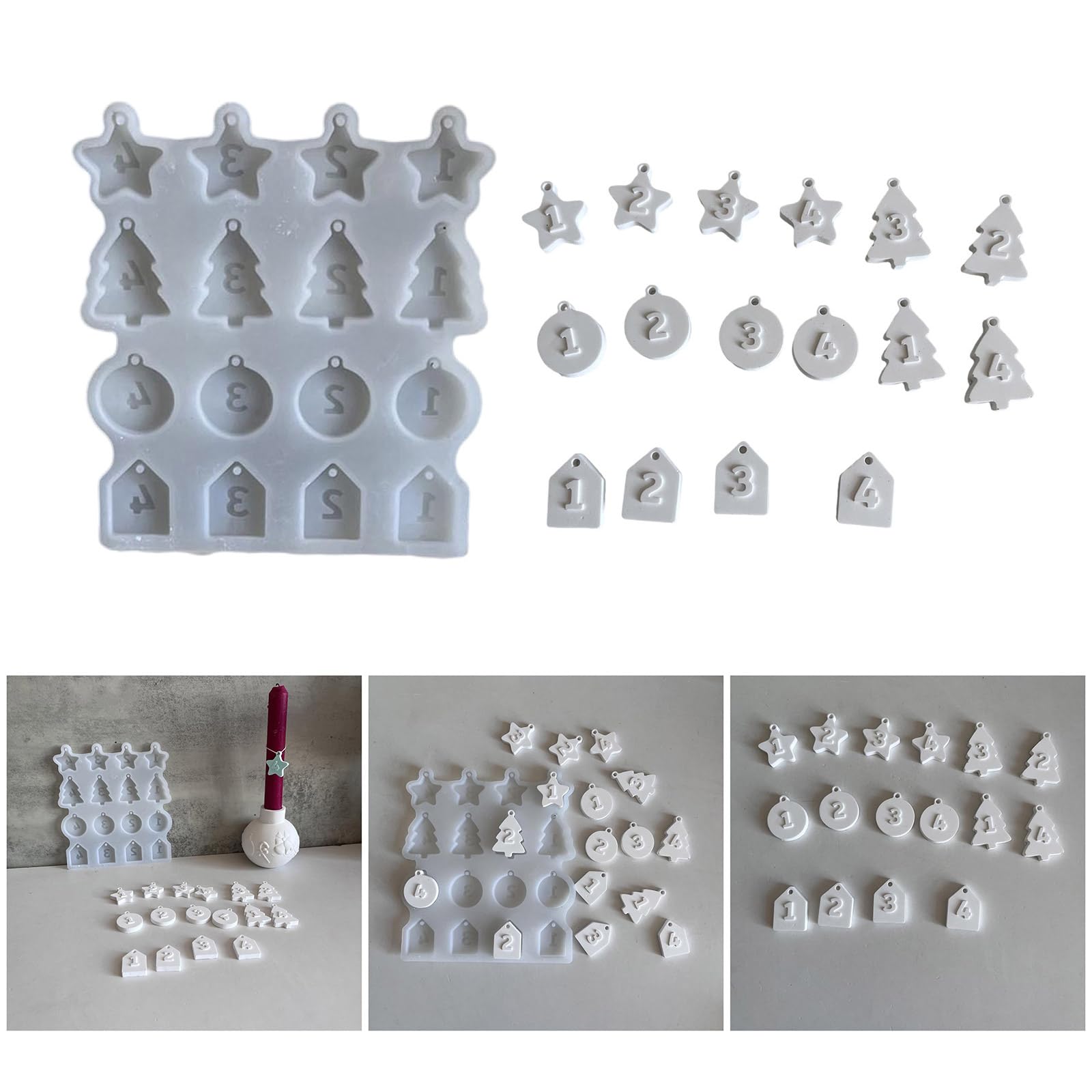 Albero di Natale Hangings Ornamento Resina Epossidico Silicone Numero Figura Ciondolo Stampo Handmade Gioielli Fare Strumento