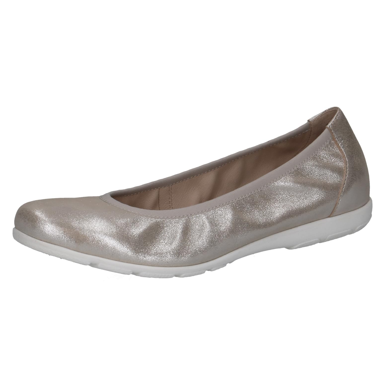 CAPRICE Women's Ballet Flats in Leather, Brown (Taupe Metallic), 3.5 UK