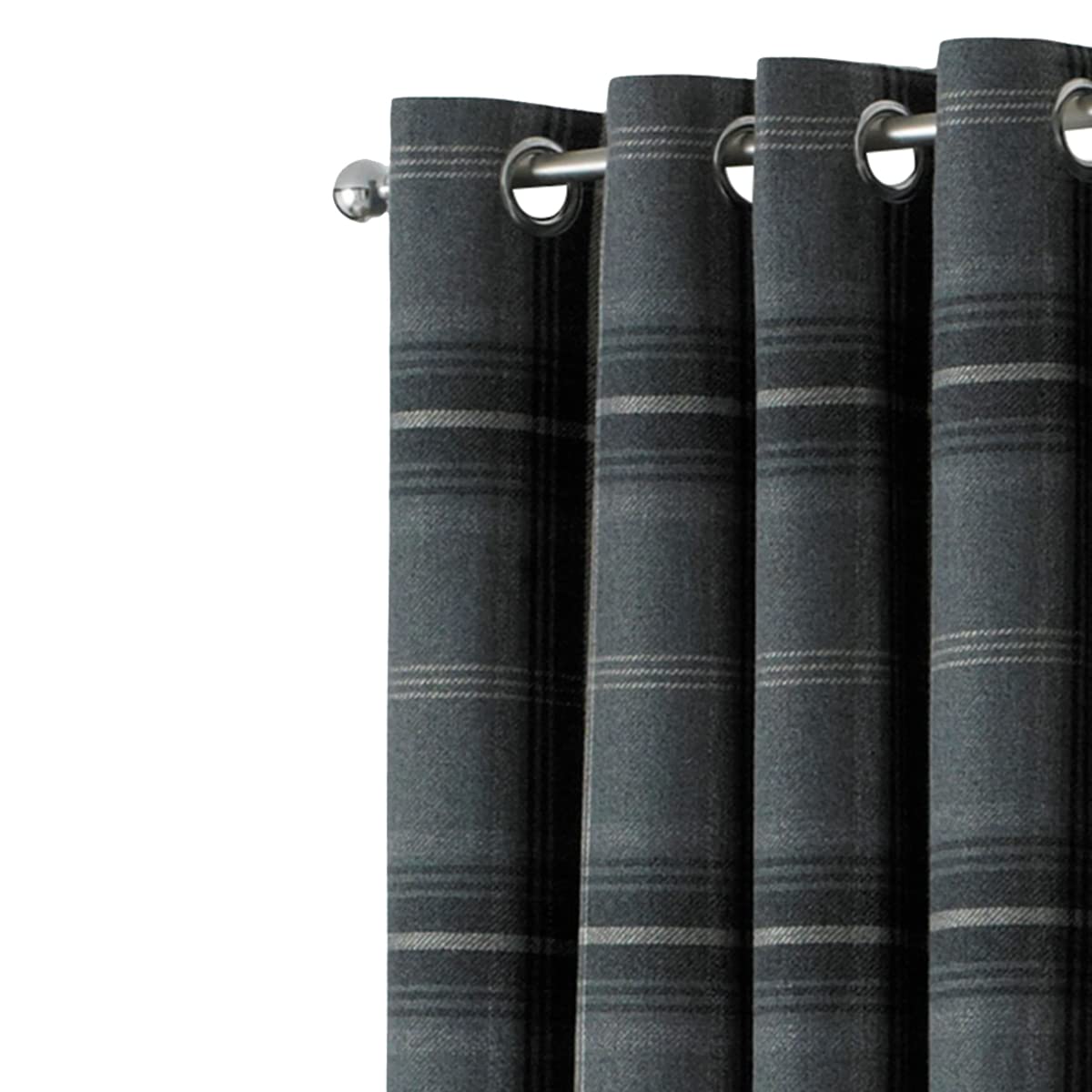 Riva Paoletti Aviemore Eyelet Curtains, Grey, 46 x 54 (117 x 137 cm), Polyester,