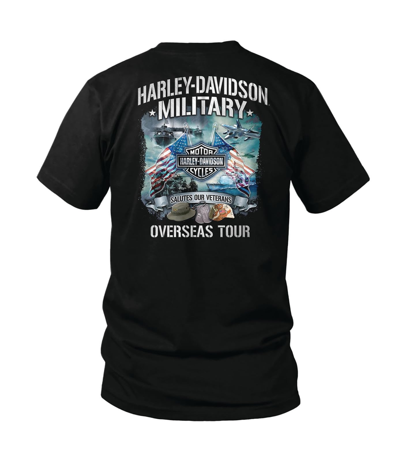 Military - Bar & Shield Orange on Black T-Shirt - Overseas Tour | Salutes Our Veterans