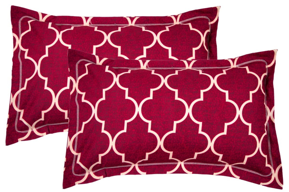 NHD HOME Printed Cotton King Size Pillow Cover/Case for Standard Pillows (Recron/Wakfit/Regular Size Pillow) Set (2 Pcs) - 18" x 28 inches, (Maroon or Red)-image-14