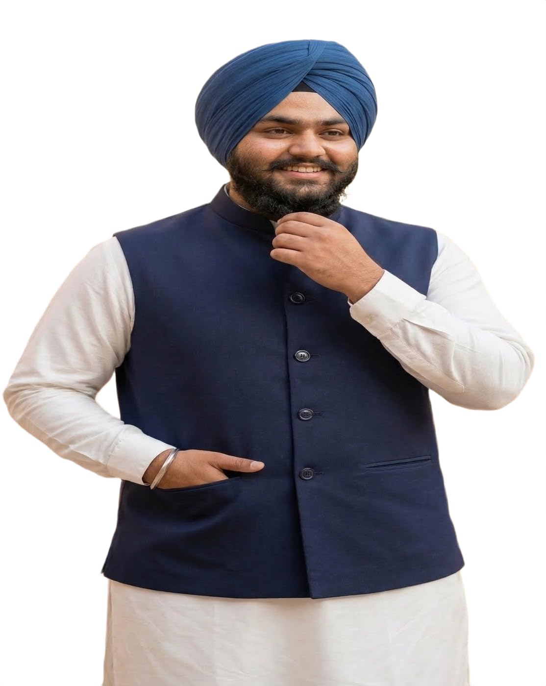the classic togs Traditional Navy Blue Nehru Jacket for Men | Modi Jacket for Diwali & Eid | Classic Sleeveless Indian Waistcoat-picture-16